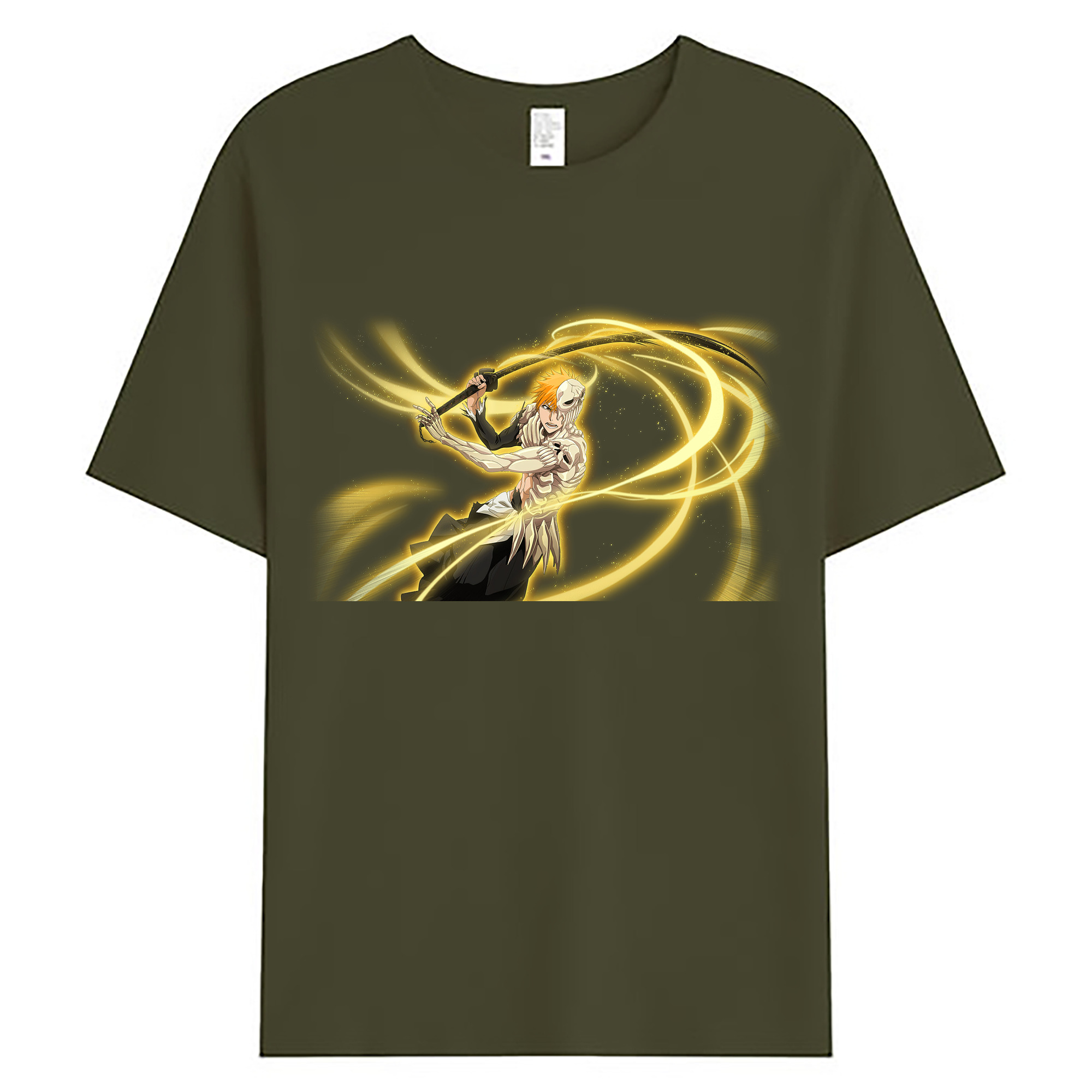 （画像用） ブリーチ 黒崎一護（くろさき いちご）BLEACH Kurosaki Ichigo 綿100％ メンズ半袖Tシャツ｜肌触りやわらか＆通気性